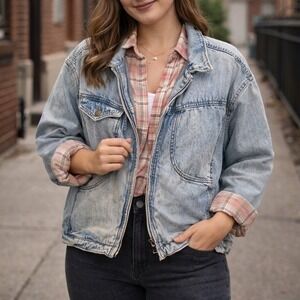 Vintage 80s Ary Cooper Women's Denim Jacket Blue Zip Medium